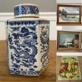 MaxSold Auction: This online auction features antique oil paintings, antique Chinese blue/white tea caddy, Chinese snuff bottles, Chinese Mudmen figurines, studio pottery and much more!